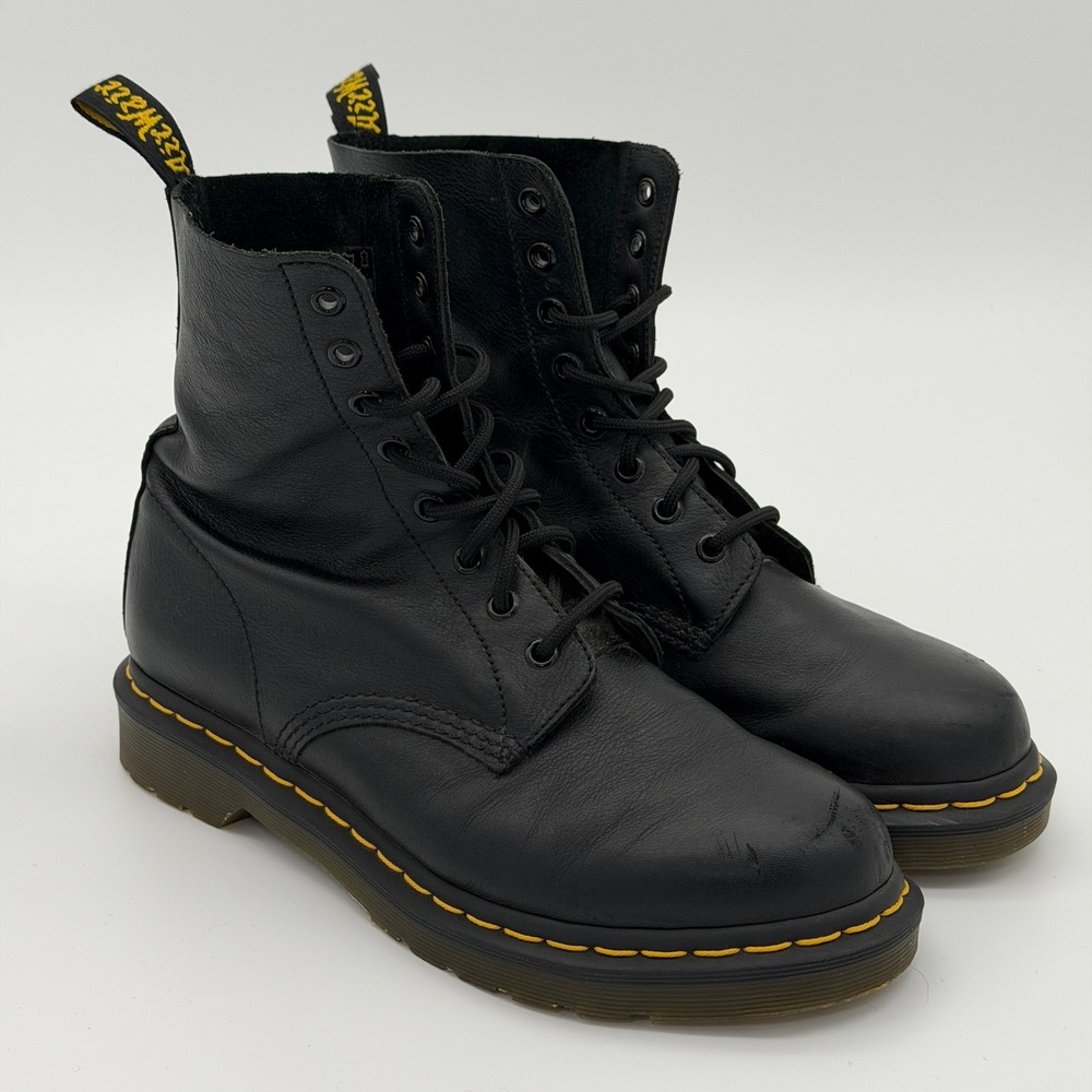 Dr. Martens Pascal Virginia Black Leather 8-Eye Combat Boots Womens 9 AW004